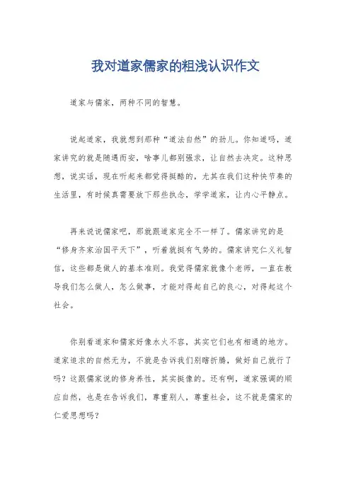 我对道家儒家的粗浅认识作文