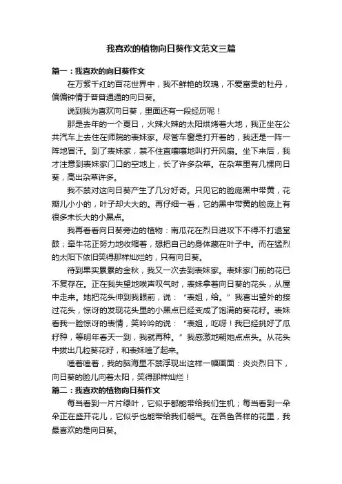 我喜欢的植物向日葵作文范文三篇