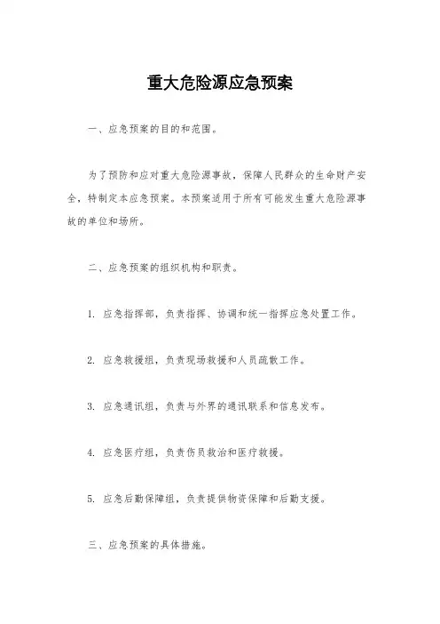 重大危险源应急预案