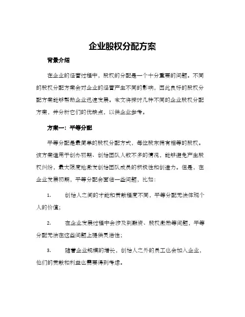 企业股权分配方案