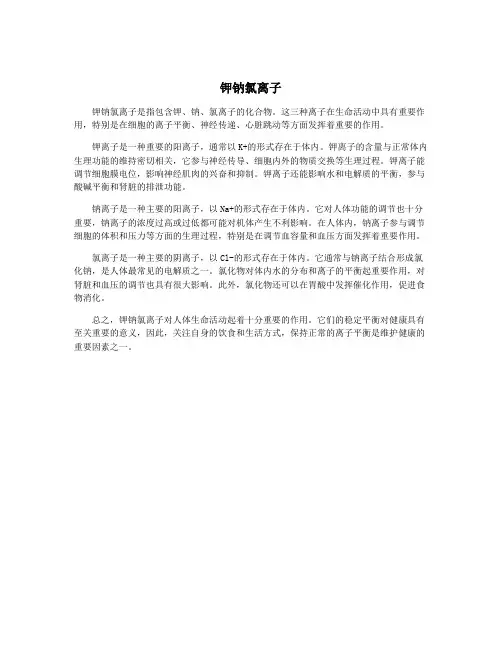 钾钠氯离子