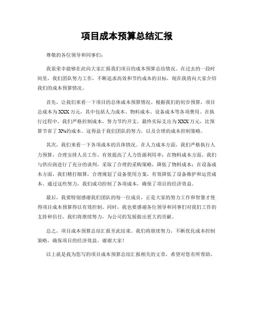 项目成本预算总结汇报