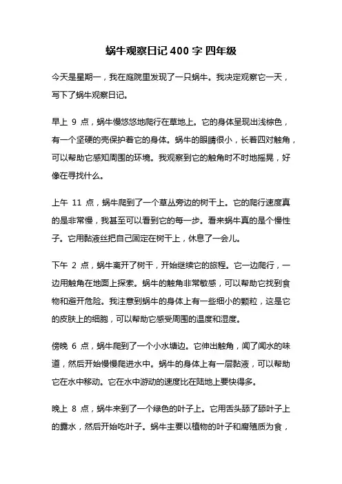 蜗牛观察日记400字 四年级