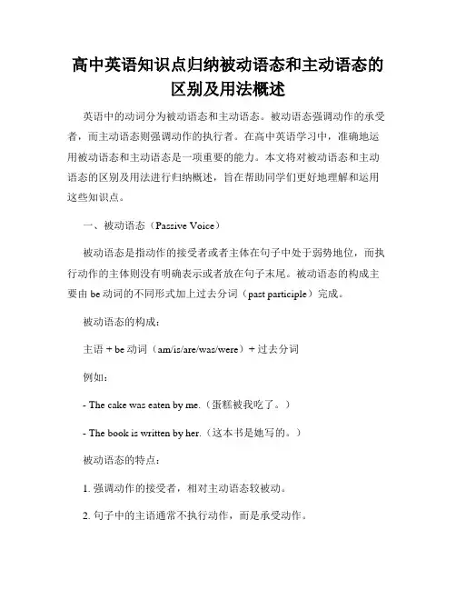高中英语知识点归纳被动语态和主动语态的区别及用法概述