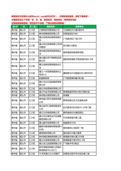 2020新版贵州省遵义市汇川区贸易有限公司工商企业公司商家名录名单黄页联系电话号码地址大全145家