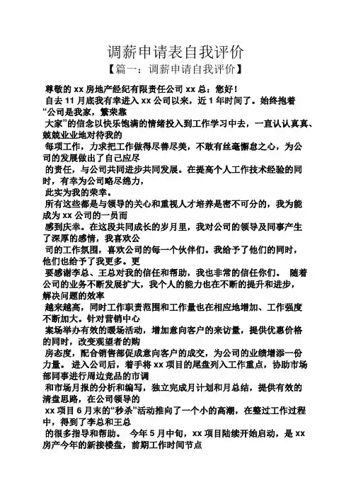 调薪申请表自我评价