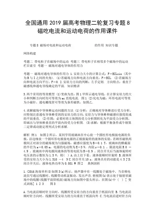 全国通用2019届高考物理二轮复习专题8磁吃电流和运动电荷的作用课件-精选.doc