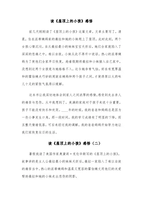 读《屋顶上的小孩》感悟(六篇)