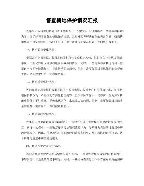 督查耕地保护情况汇报