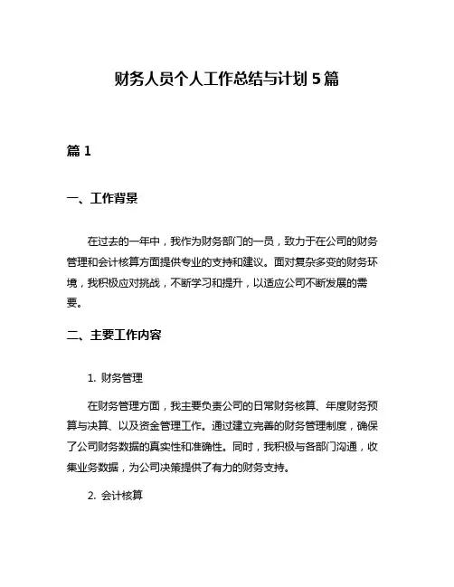 财务人员个人工作总结与计划5篇
