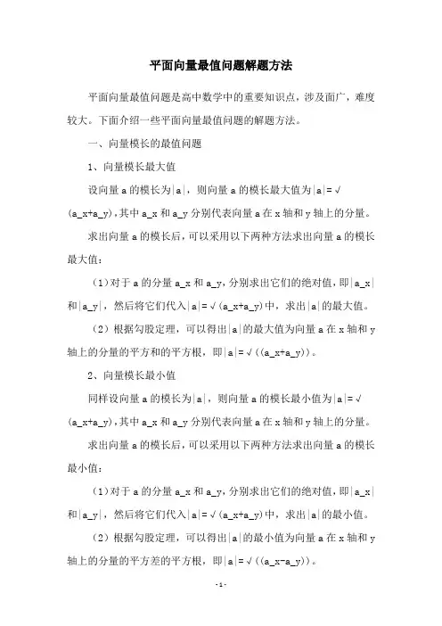 平面向量最值问题解题方法
