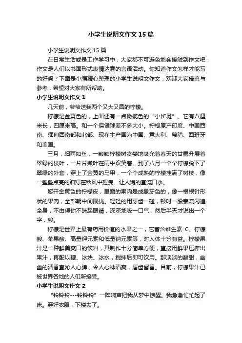 小学生说明文作文15篇