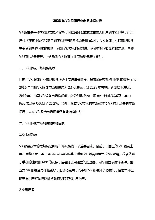 2023年VR眼镜行业市场规模分析