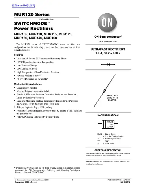 ON MUR120 Series Preferred Devices SWITCHMODE 数据手册