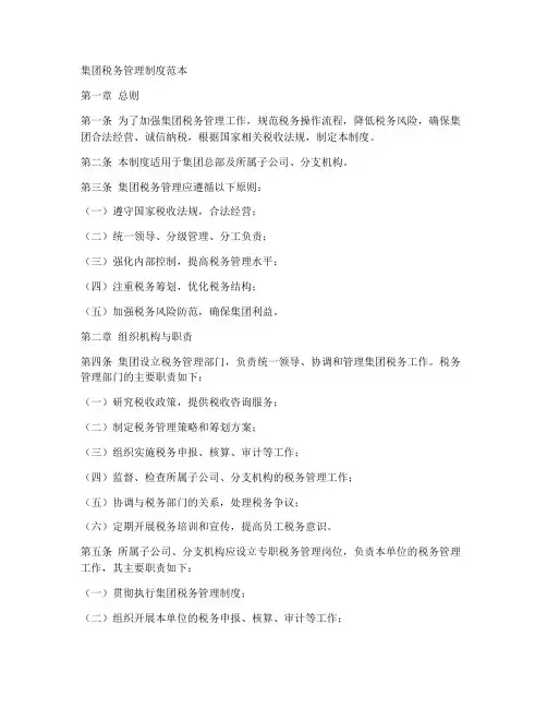 集团税务管理制度范本