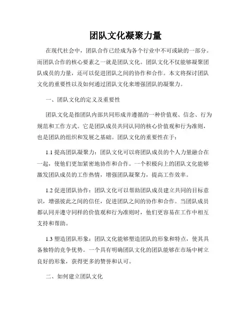 团队文化凝聚力量