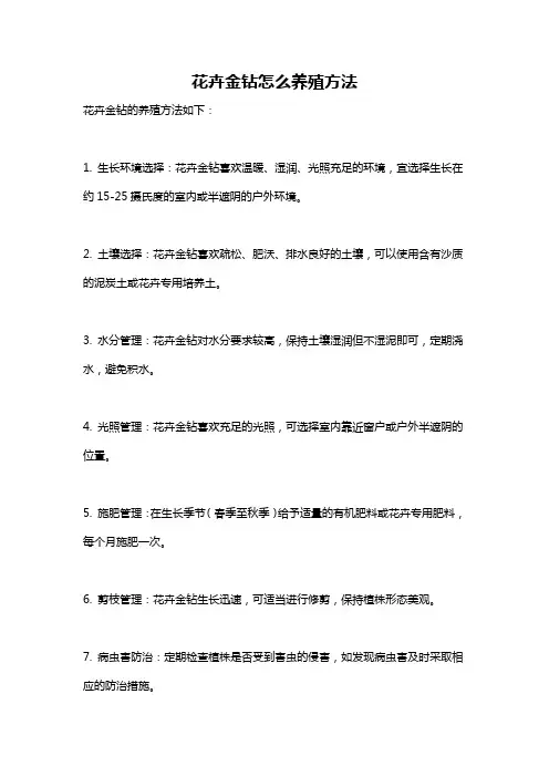 花卉金钻怎么养殖方法