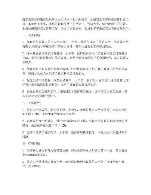 半年旅游安全工作总结