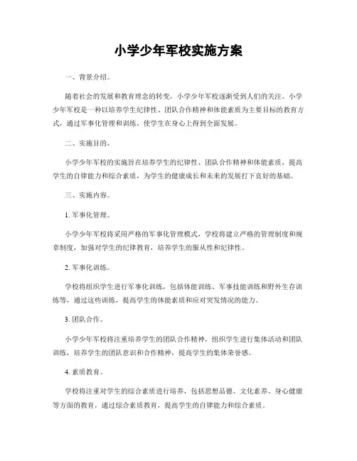 小学少年军校实施方案