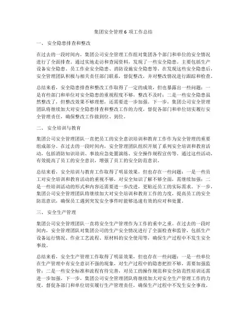集团安全管理6项工作总结
