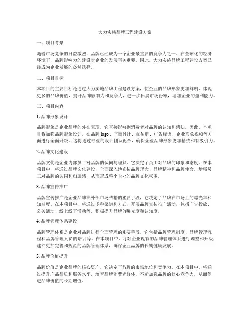 大力实施品牌工程建设方案