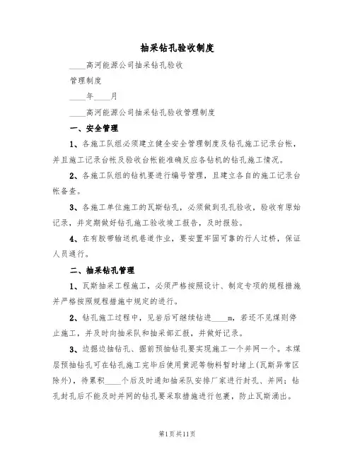 抽采钻孔验收制度（5篇）