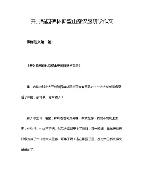 开封翰园碑林仰望山穿汉服研学作文