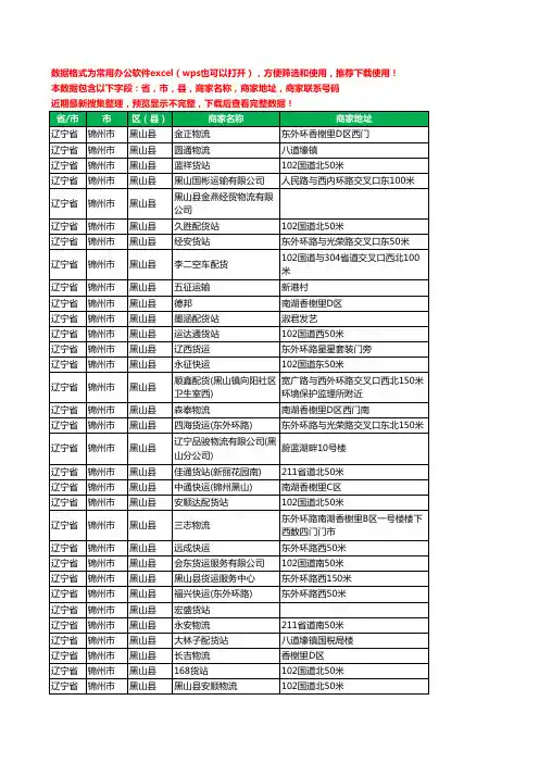 2020新版辽宁省锦州市黑山县货运工商企业公司商家名录名单联系电话号码地址大全32家