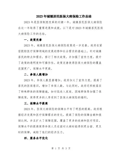 2023年城镇居民医保大病保险工作总结