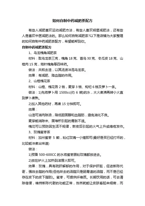 如何自制中药减肥茶配方