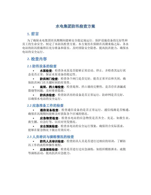 水电集团防汛检查方案