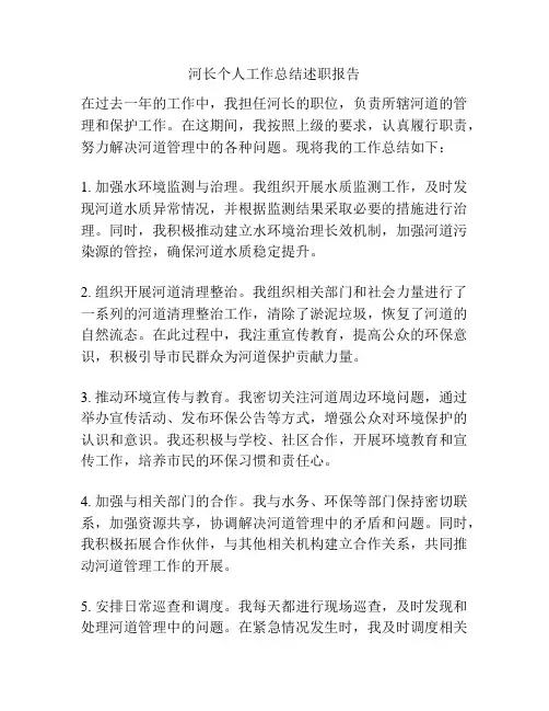 河长个人工作总结述职报告