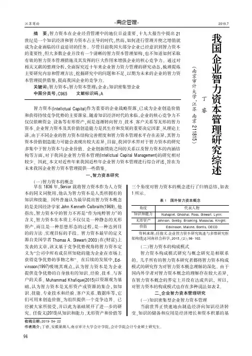 我国企业智力资本管理研究综述