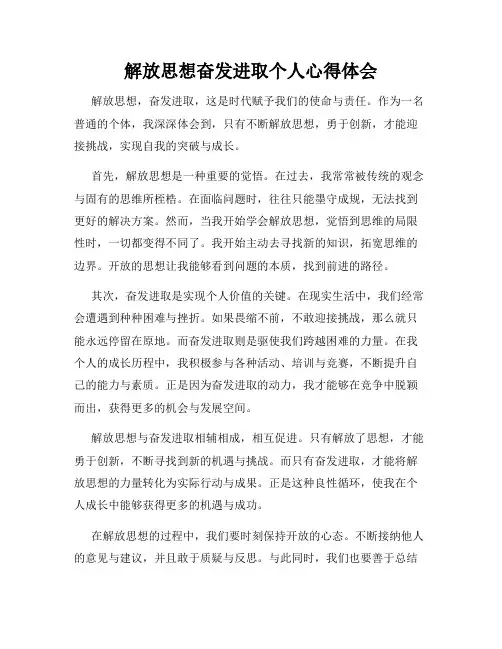 解放思想奋发进取个人心得体会