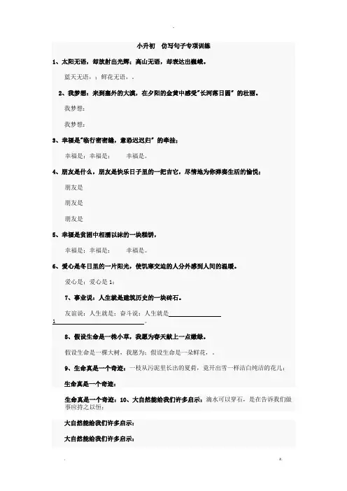 小升初精选仿写句子有答案