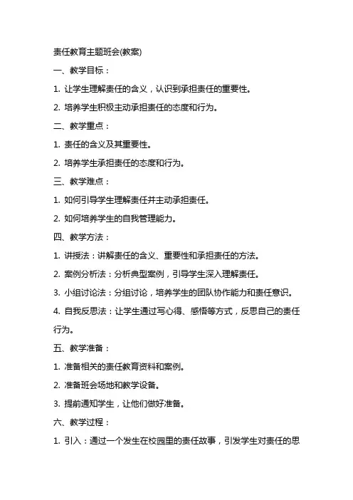 责任教育主题班会(教案)