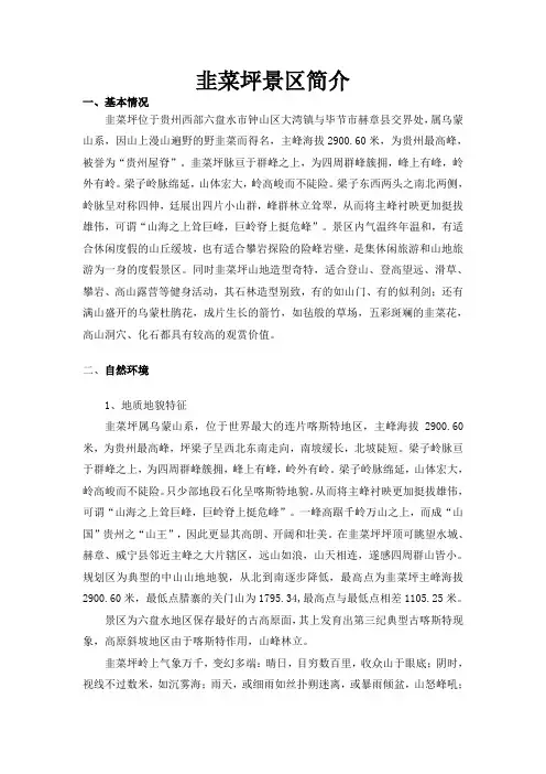 韭菜坪景区简介