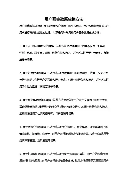 用户画像数据建模方法