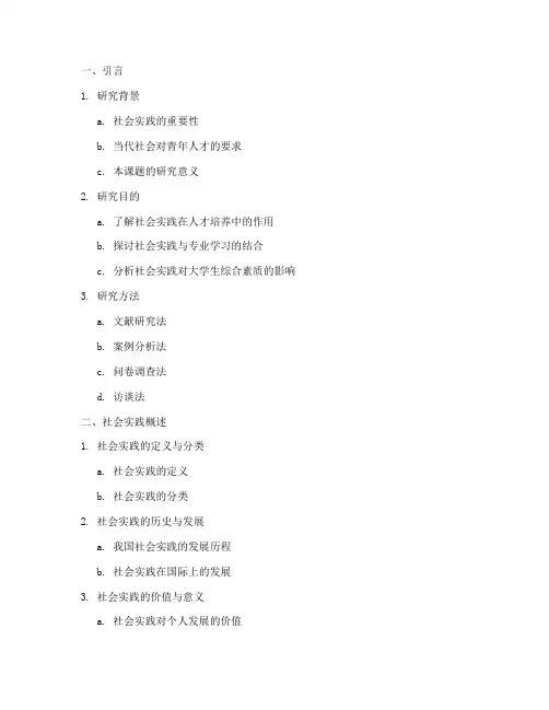 社会实践报告研究大纲