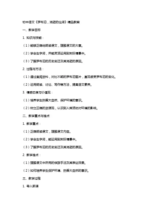 初中语文《罗布泊,消逝的仙湖》教案