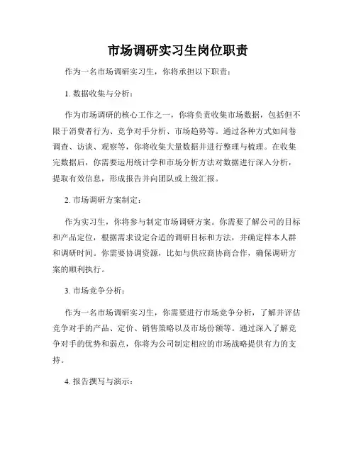 市场调研实习生岗位职责
