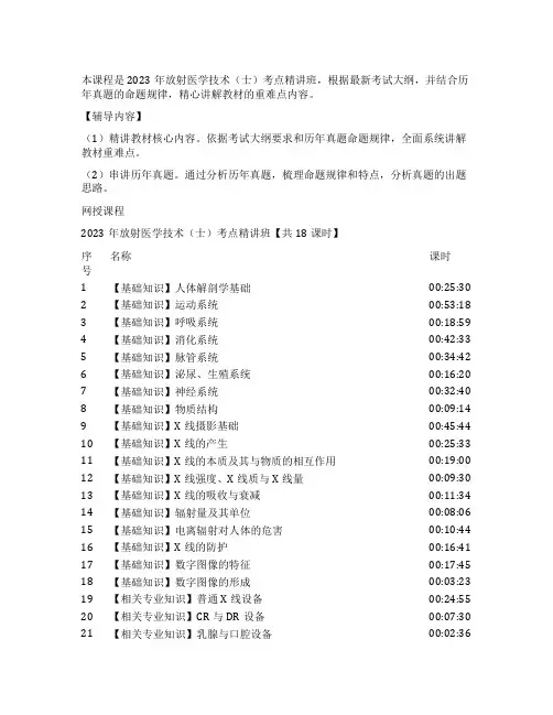 2023年放射医学技术士备考资料