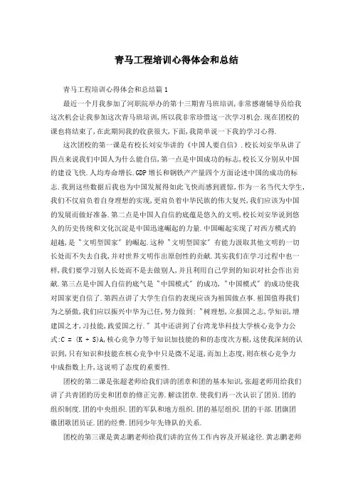 青马工程培训心得体会和总结