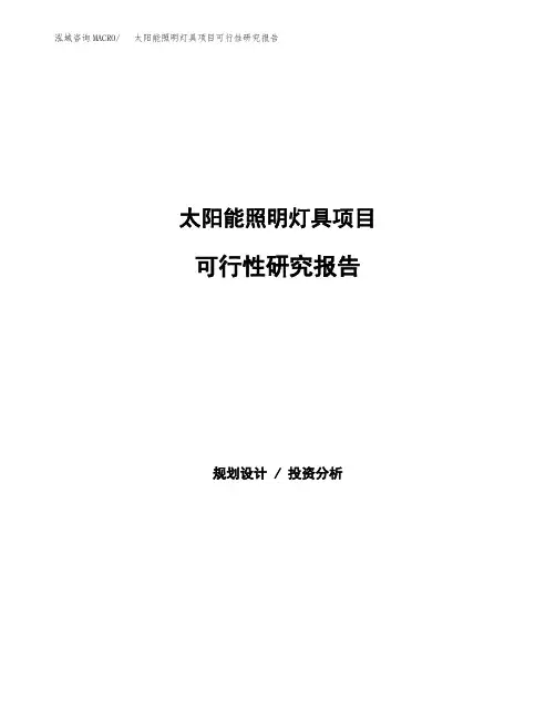 太阳能照明灯具项目可行性研究报告样例参考模板