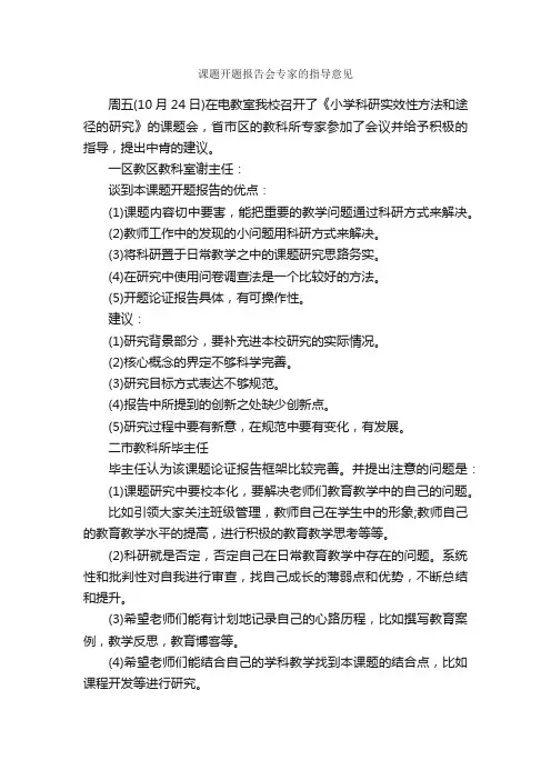 课题开题报告会专家的指导意见_开题报告_