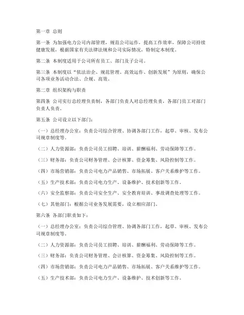 电力公司综合管理制度