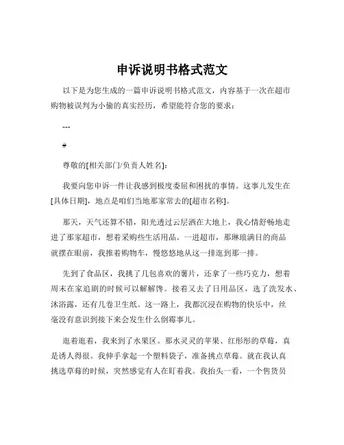 申诉说明书格式范文