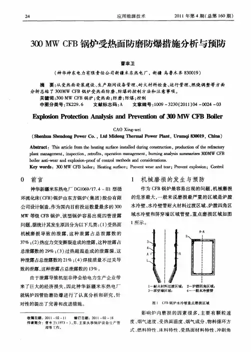 300MW CFB锅炉受热面防磨防爆措施分析与预防