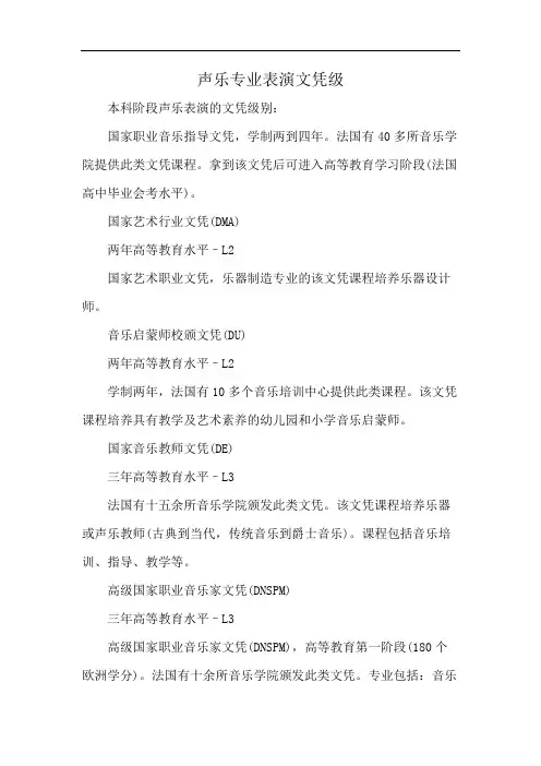 声乐专业表演文凭级