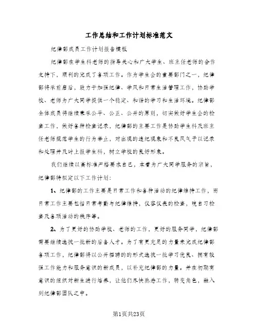 2024年工作总结和工作计划标准范文（四篇）